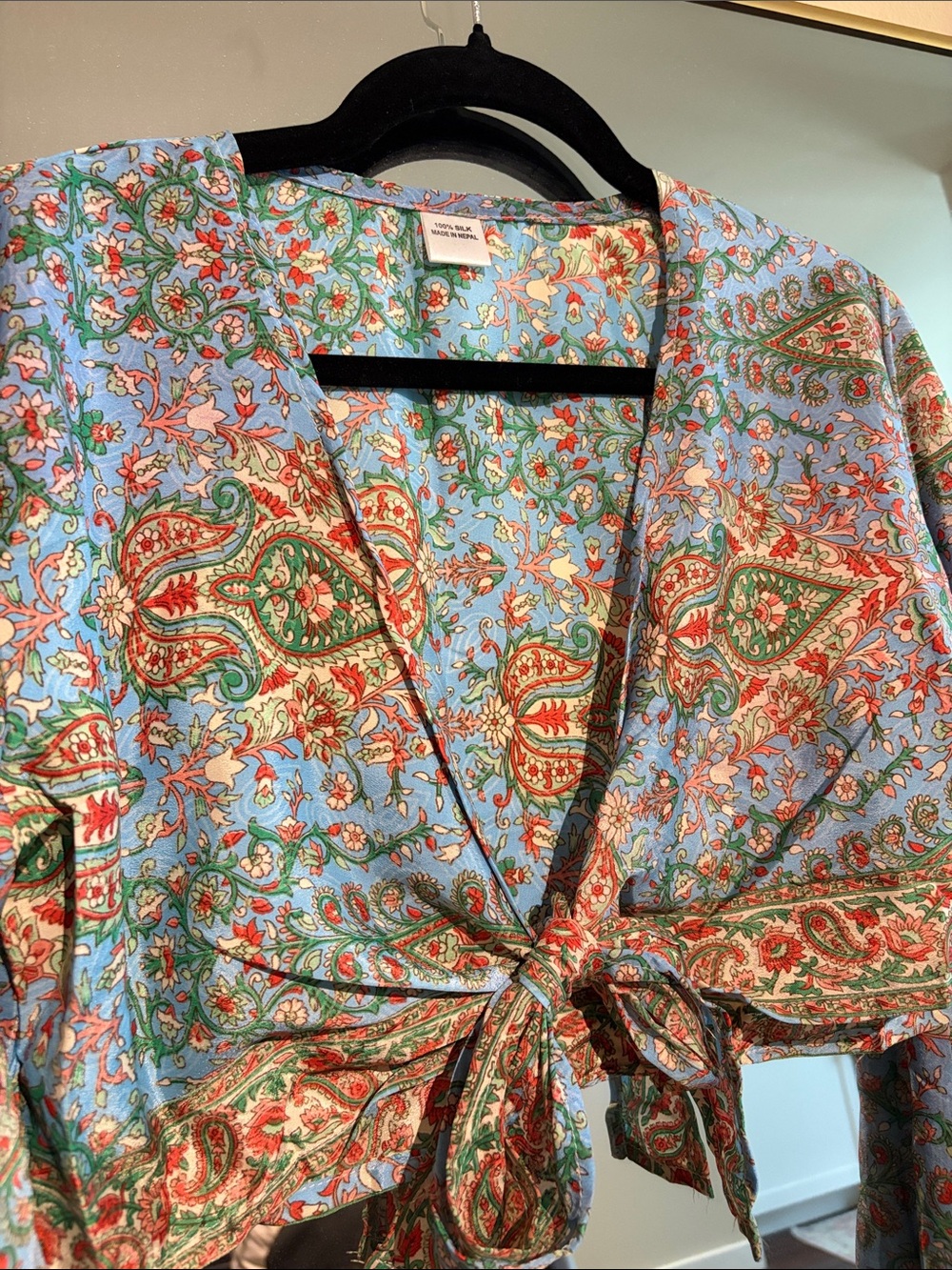 Silk Tie Front Top